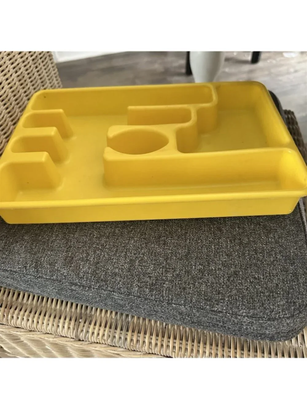 Vintage Rubbermaid Silverware Tray 2921 Yellow Plastic Mid Century